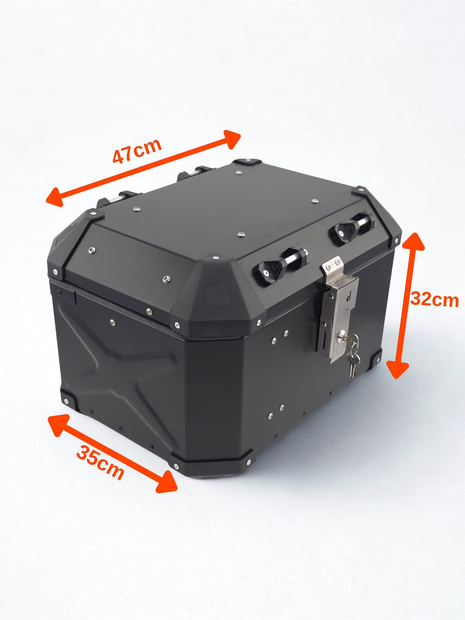 47cm 45 Litre Alüminyum Arka Çanta siyah - Görsel 1